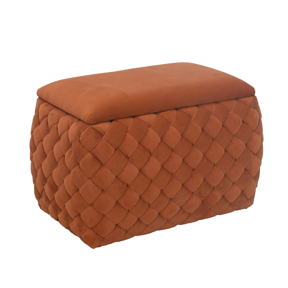 image 1 of Plumeo Velvet Storage Ottoman - Orange