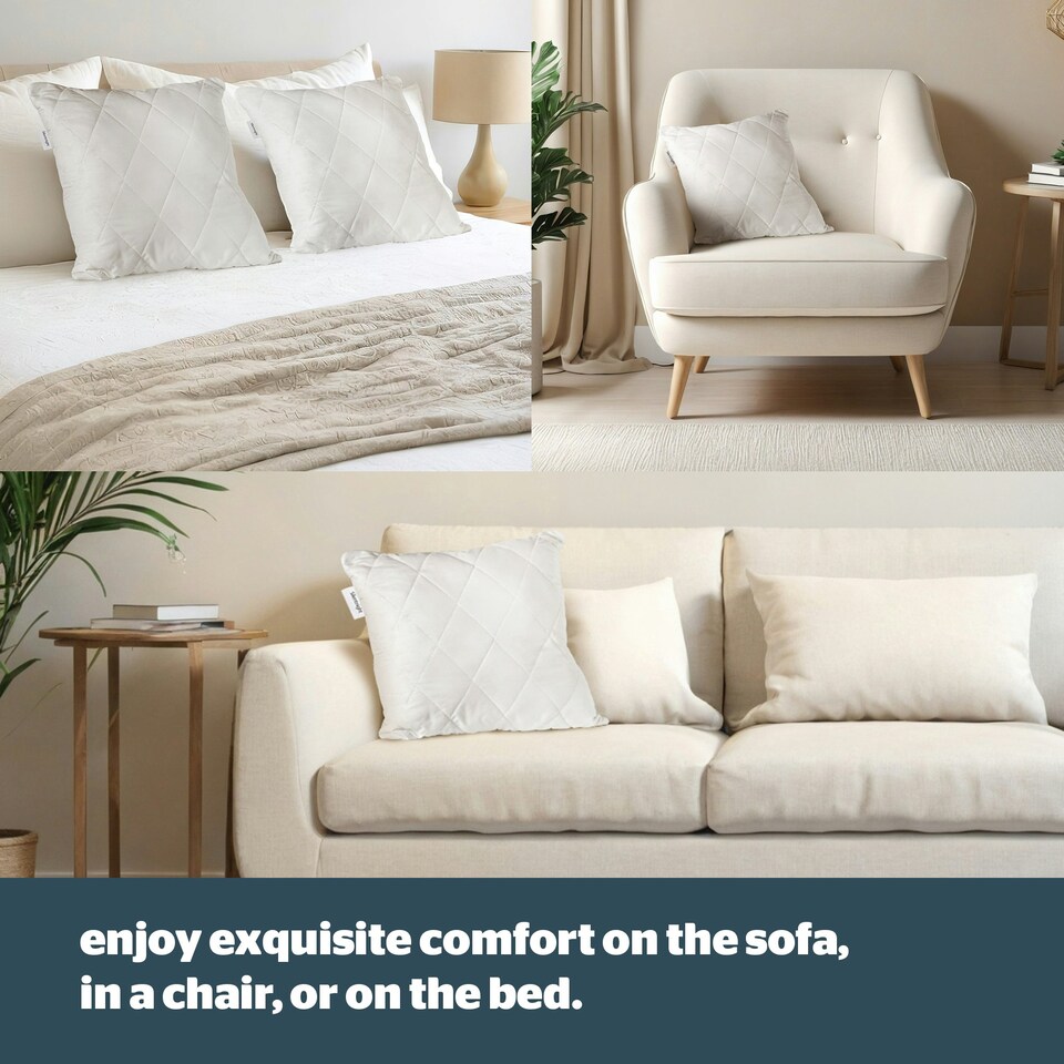 image 1 of Silentnight Quilted Cushion Pads, 6 Pack, Extra Deep Filled Inserts with Zip Scatters