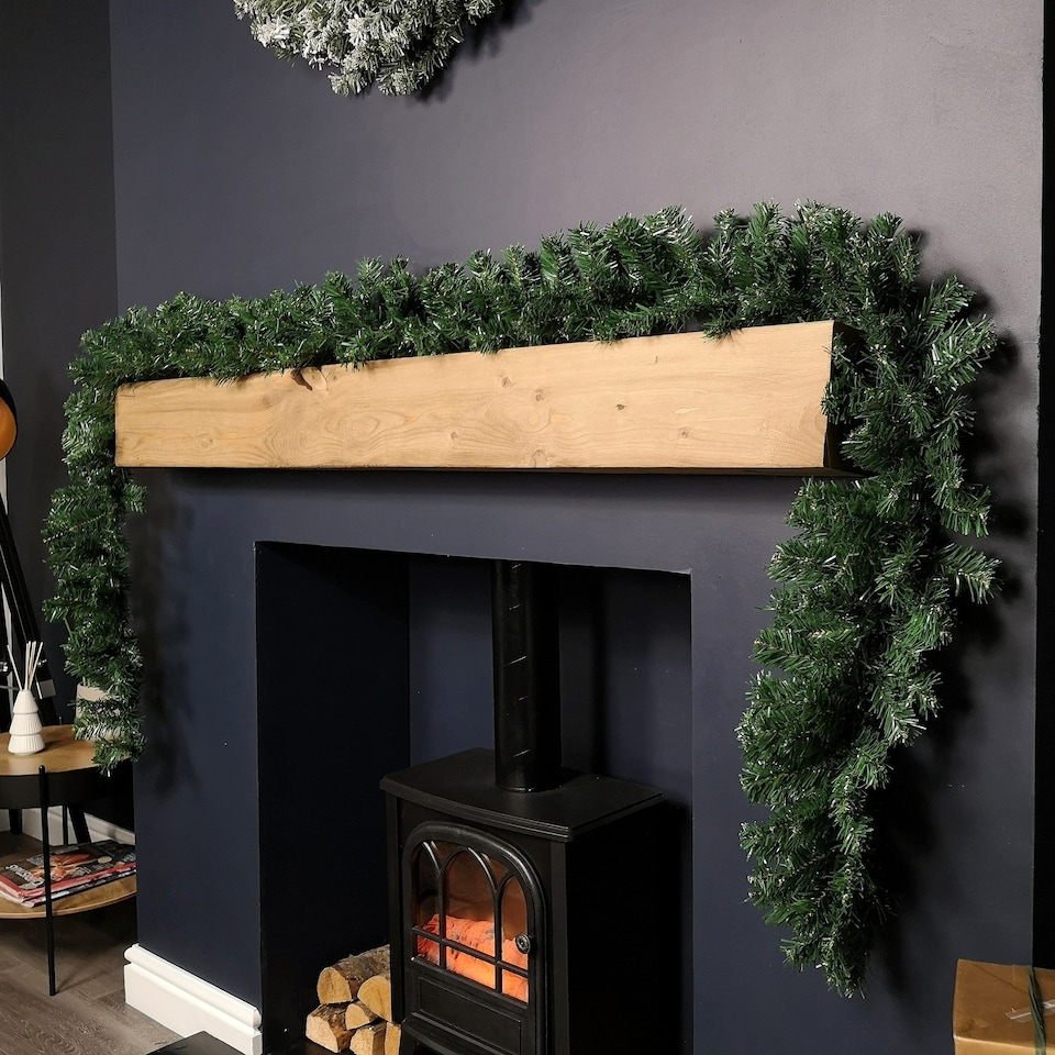 image 1 of Premier 270cm (9ft) x 25cm Plain Green Christmas Garland Decoration