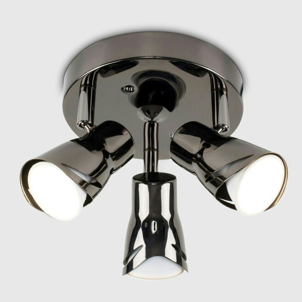 image 1 of ValueLights Sleek Spotlight Gloss Black Spotlight and GU10 Spotlight LED 5W Cool White 6500K Bulb Black