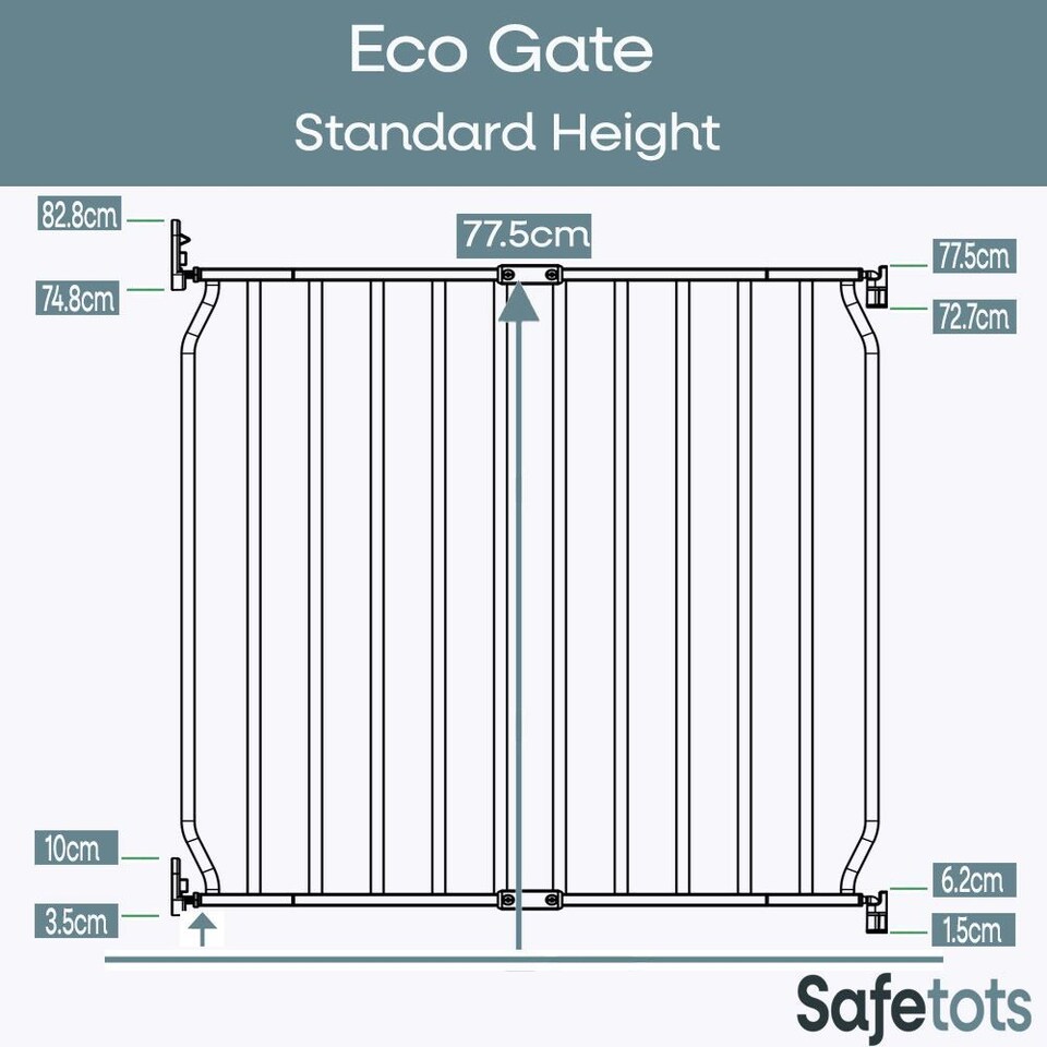 image 1 of Safetots Eco Screw Fit Baby Gate, Black, 90cm - 100cm, Stair Gate for Toddler and Baby, Screw Fit Safety Barrier, Easy Installation Safety Gate