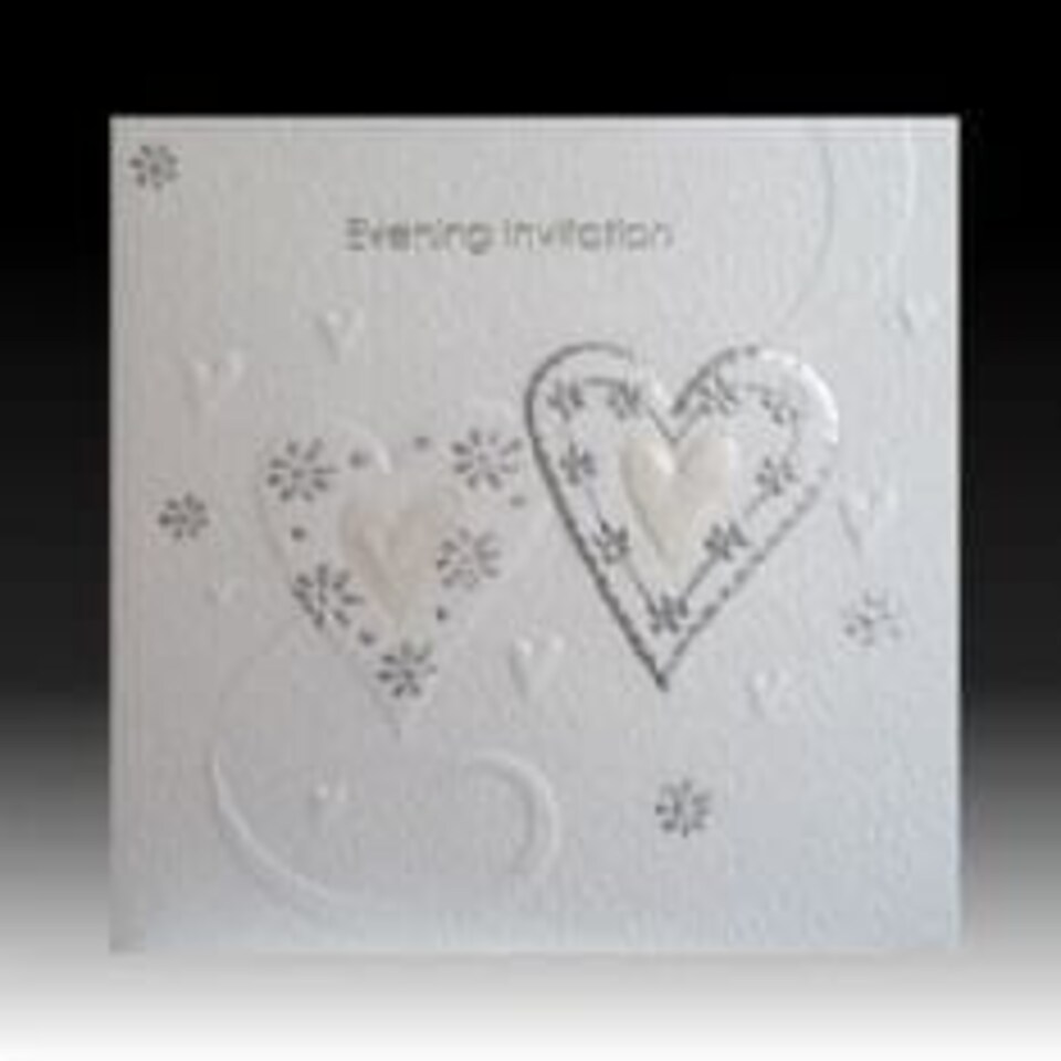 image 1 of Luxury White Ribbon Wedding Evening Invitation Cards - Pack of 5
