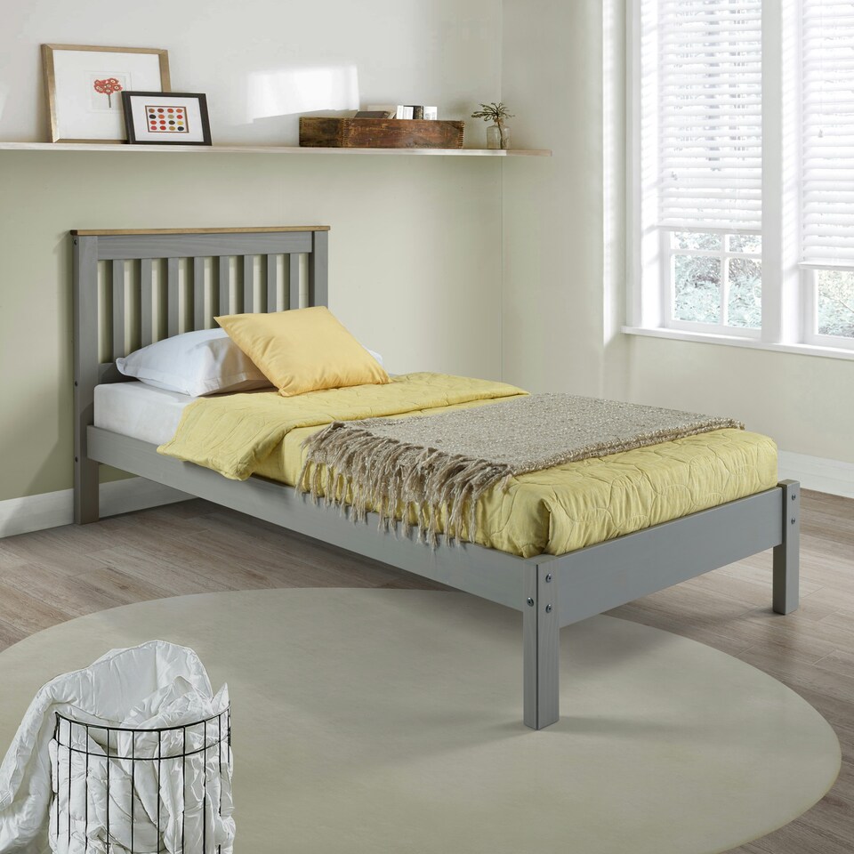 image 1 of Core Products Corona Grey, 3'0" Slatted Lowend Bedstead H100cm x W101.6cm x D201.5cm