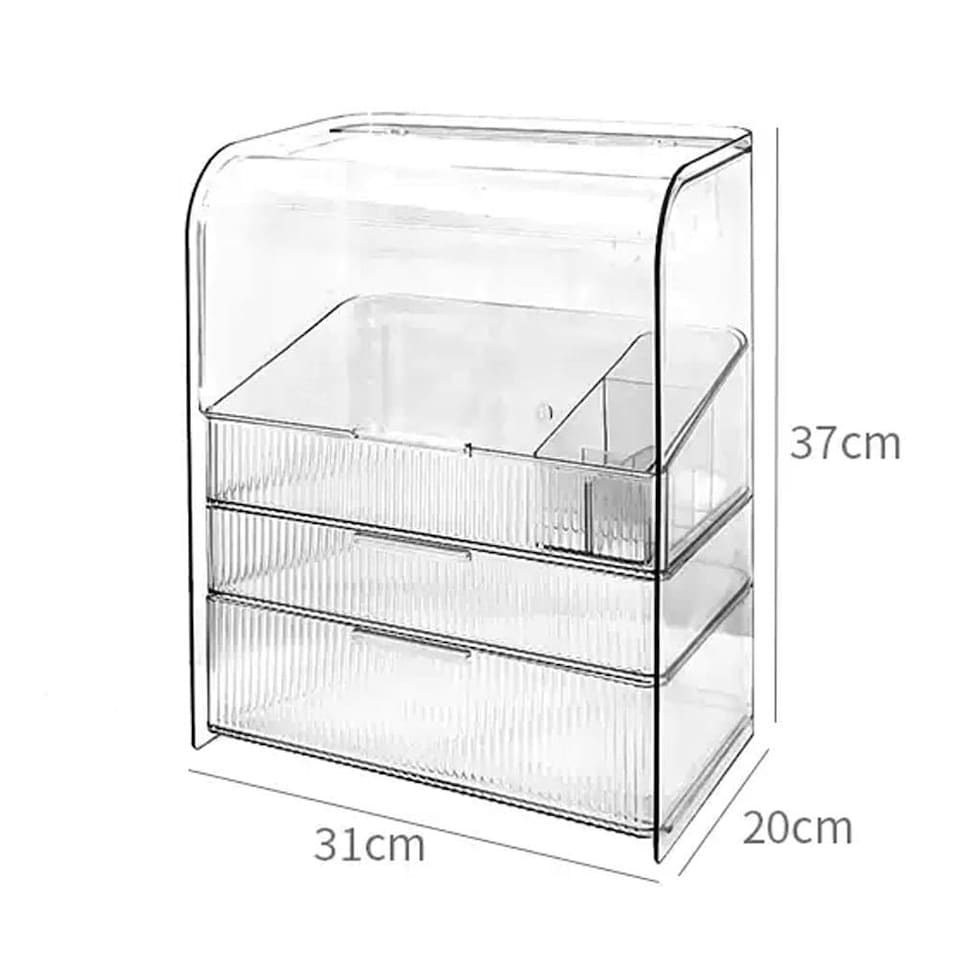 image 1 of Living and Home 3-Tier Transparent Cosmetics Makeup Storage Organizer