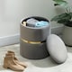 image 7 of HOMCOM Round Pouffe Storage Footstool with Hidden Space, Light Grey | Grey