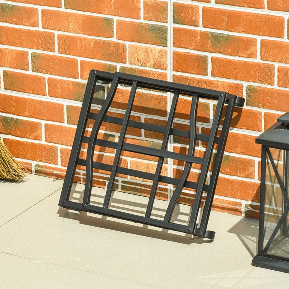 image 1 of Outsunny Foldable Firewood Log Holder Wood Storage Rack Outdoor Indoor, Black