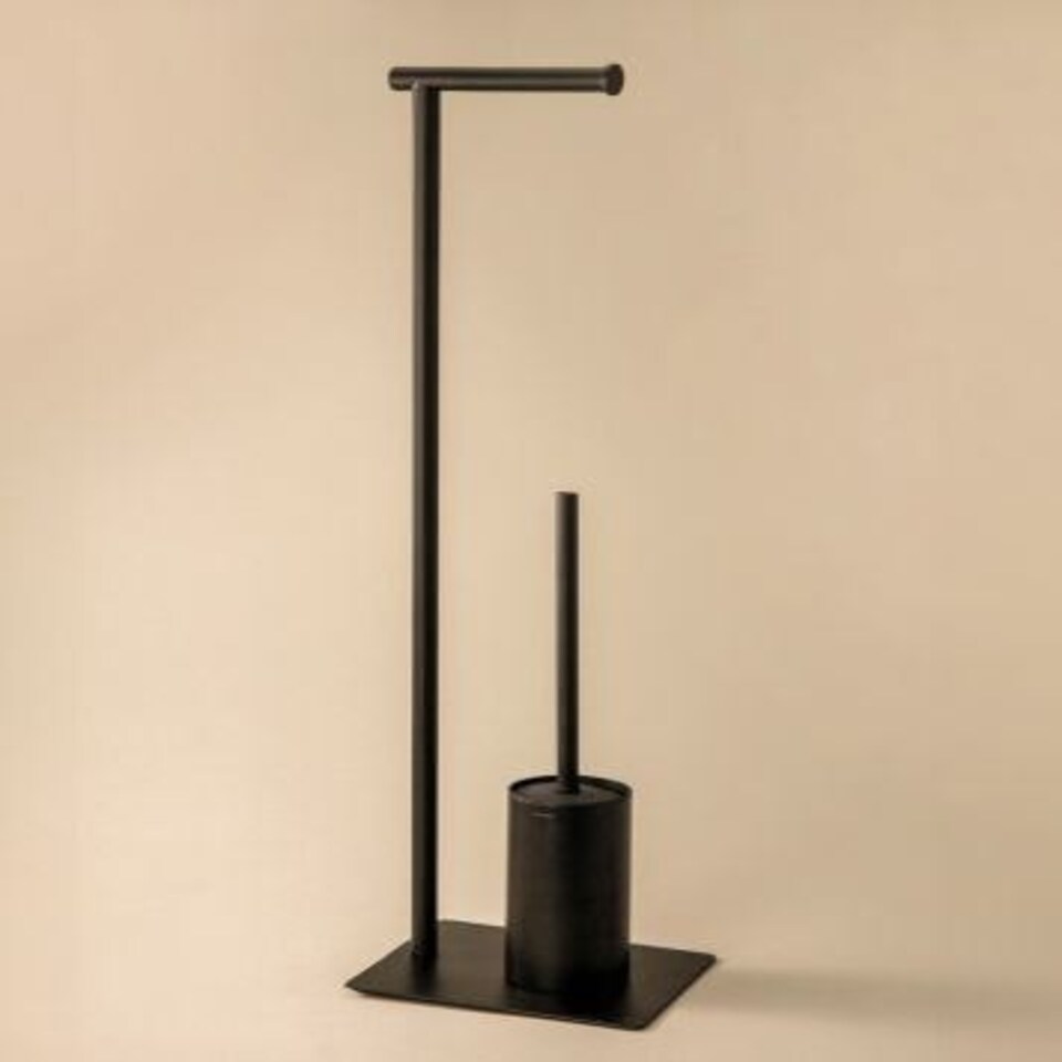 image 1 of Cosmic Toilet Brush Holder with Durable Stainless Steel, Matt Finish Black