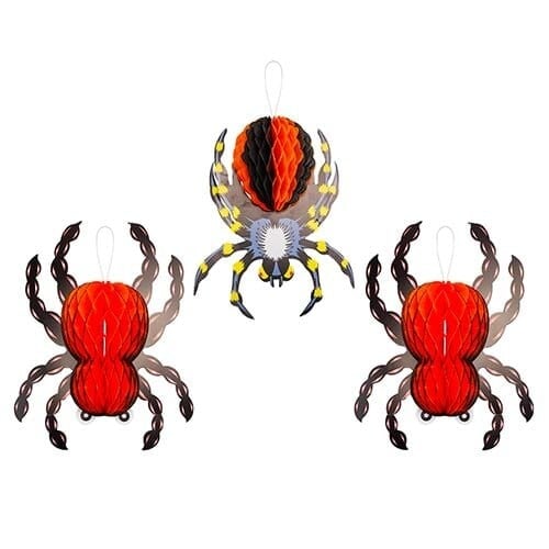 Spider Halloween 3D Paper Honeycomb Hanging Decorations - Pack of 3