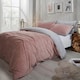 image 3 of OHS Reversible Soft Teddy Fleece Duvet Cover and Pillowcase Bedding Set, Single - Blush Pink/Grey