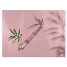 Botanical leaf on pink Designer Glass Chopping Board | Multi