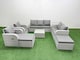 image 1 of Fimous PE Rattan Garden Furniture Set Adjustable Chair Sofa Double Love Seat 2 Seater Sofa Lounge Set Square Coffee Table 2 Big Footstool Side Table Light Grey