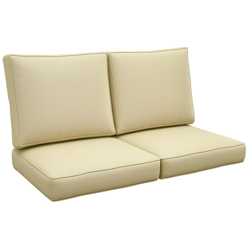 image 1 of Outsunny 2 Seater Outdoor Seat Cushions, Water Repellent Seat Pads with Backrest