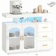 image 1 of HOMCOM High Gloss Sideboard with LED Lights, Power Outlets, Drawers