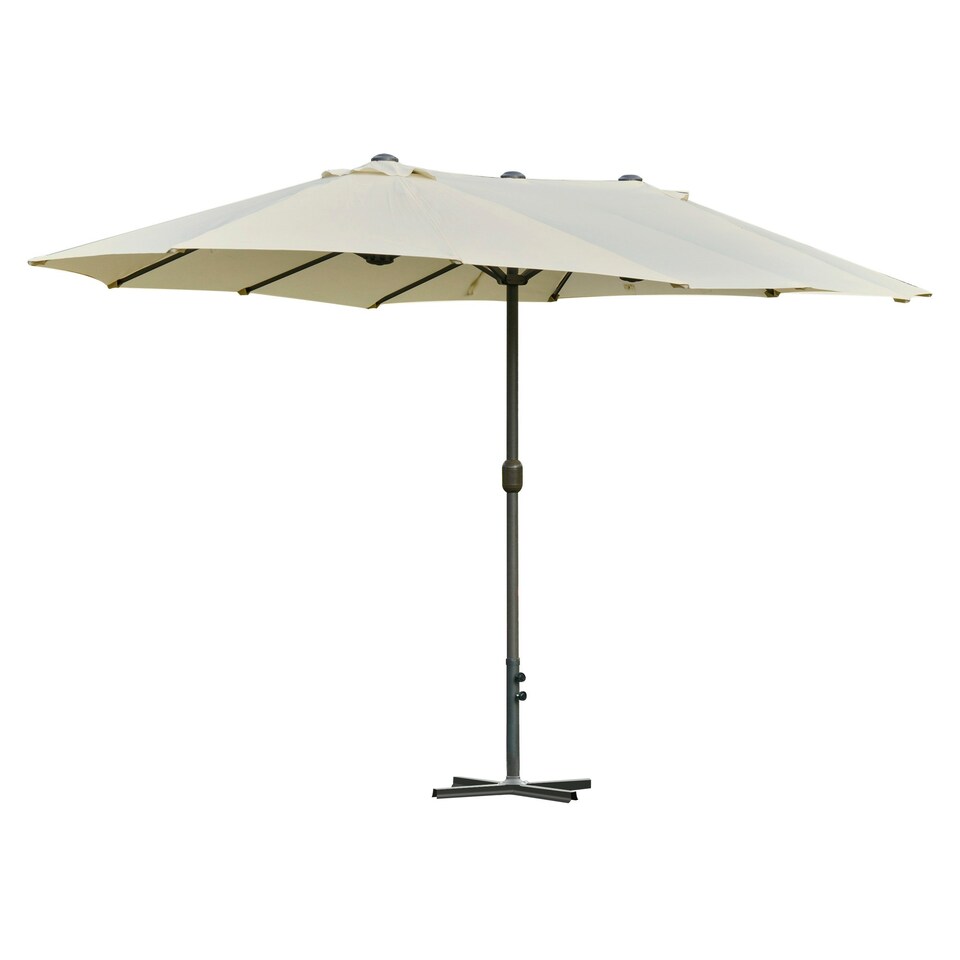 image 1 of Outsunny 4.6M Garden Patio Umbrella Canopy Parasol Sun Shade w/ Base Off White