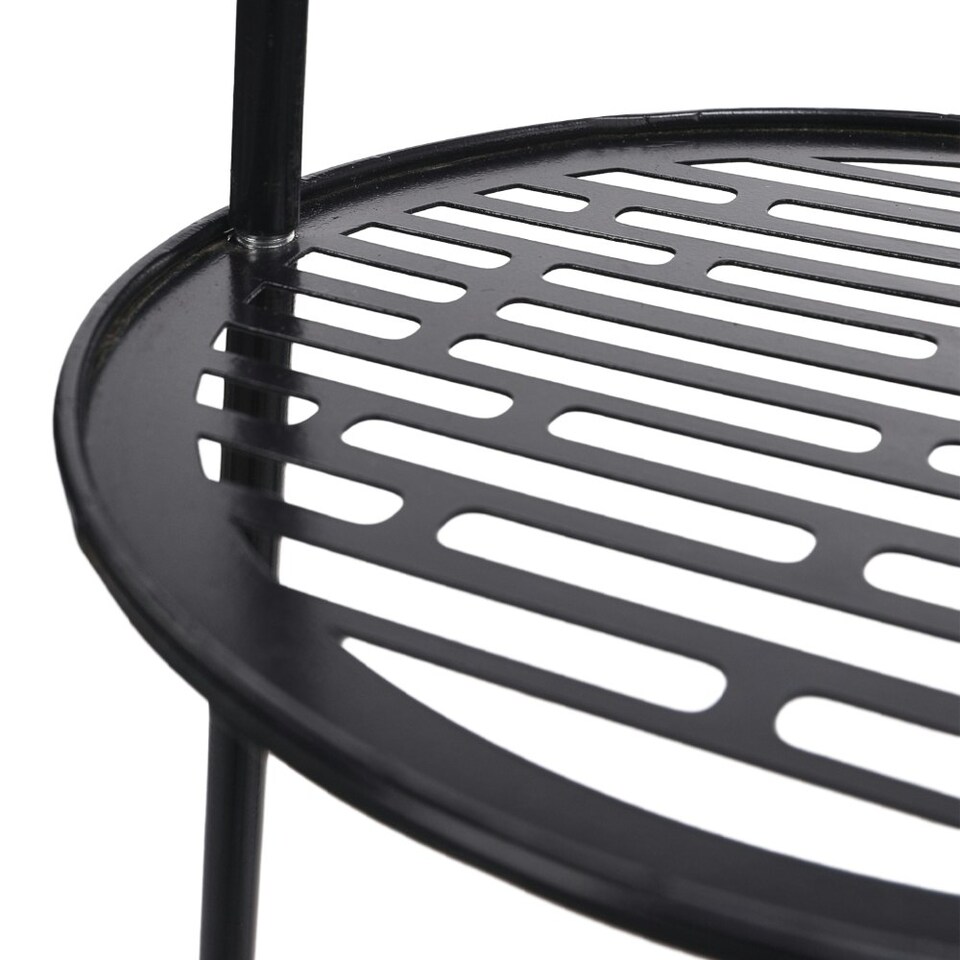 image 1 of Living and Home 2 Pcs Double-Tier Solar-Powered Plant Stand Black