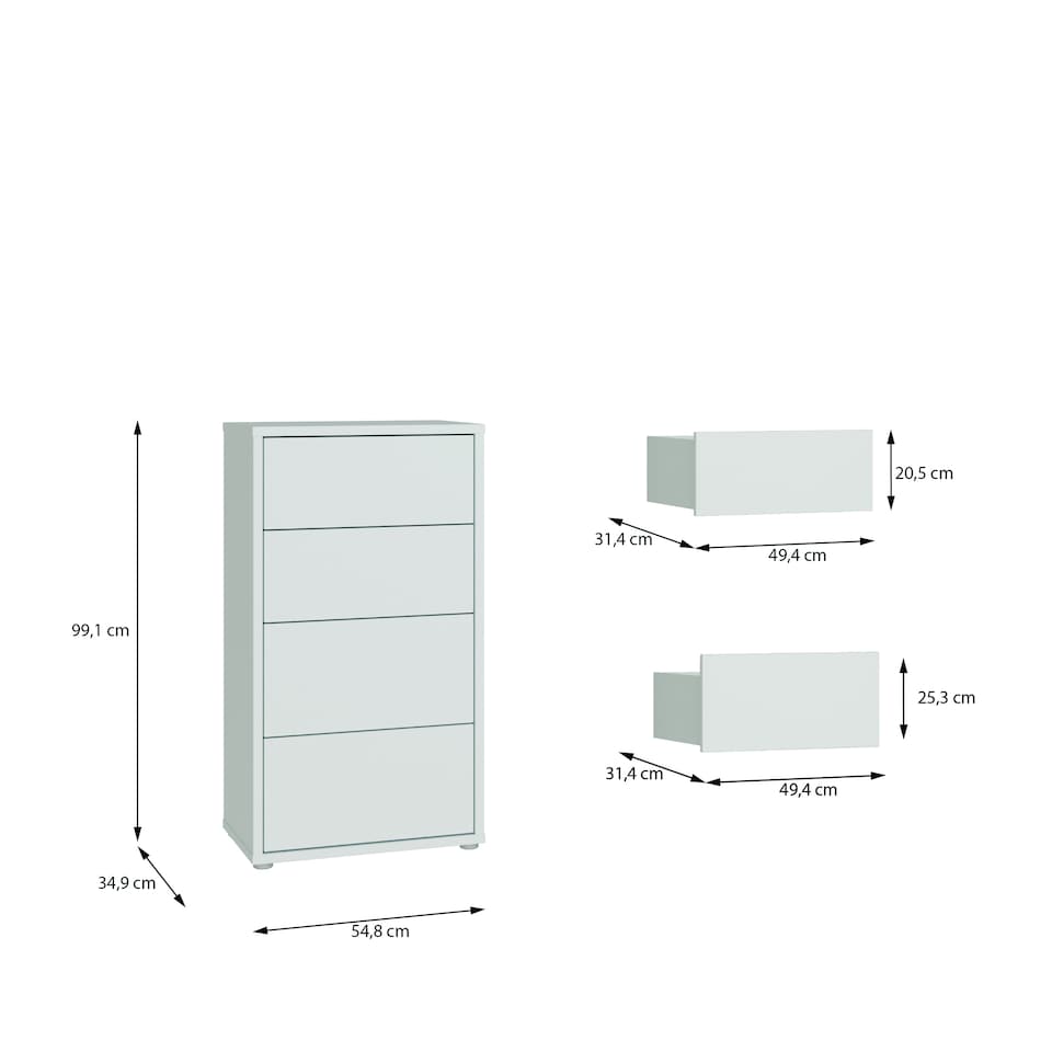 image 1 of Alice Springs Tall 4 Drawer Chest with Push-to-Open Drawers in Light Grey