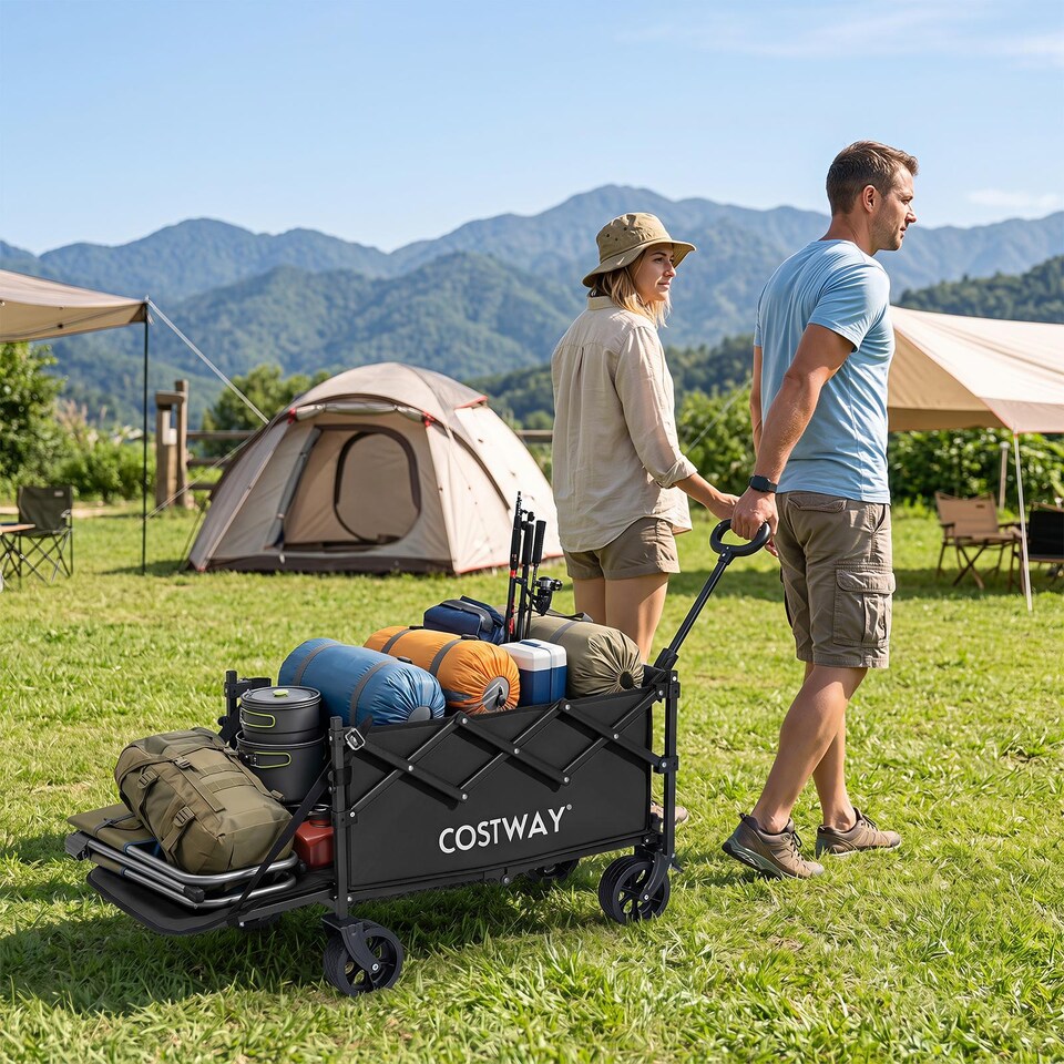 image 1 of Foldable Transport Trolley 63-92L with All-Terrain Wheels