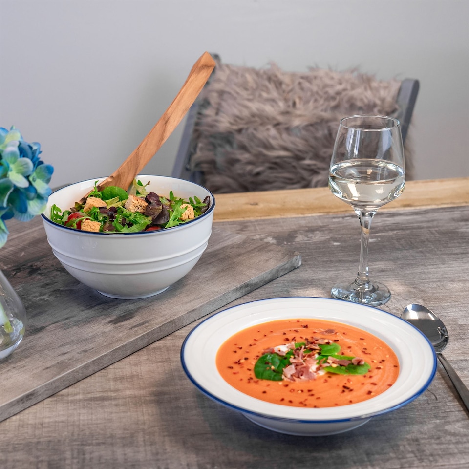 image 1 of Nicola Spring White Farmhouse Soup Plates - 22cm - Pack of 6 | White | White