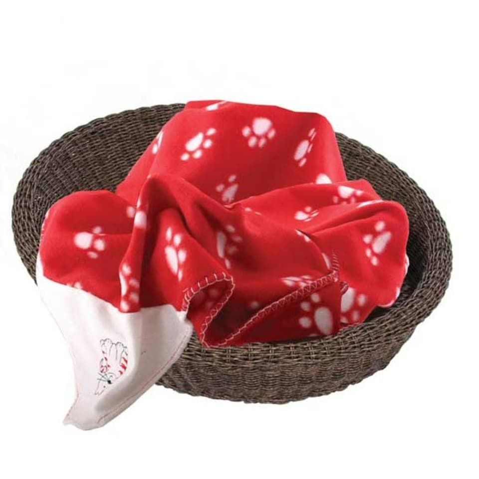 image 1 of Christmas Dog Red Blanket 76cm x 80 cm