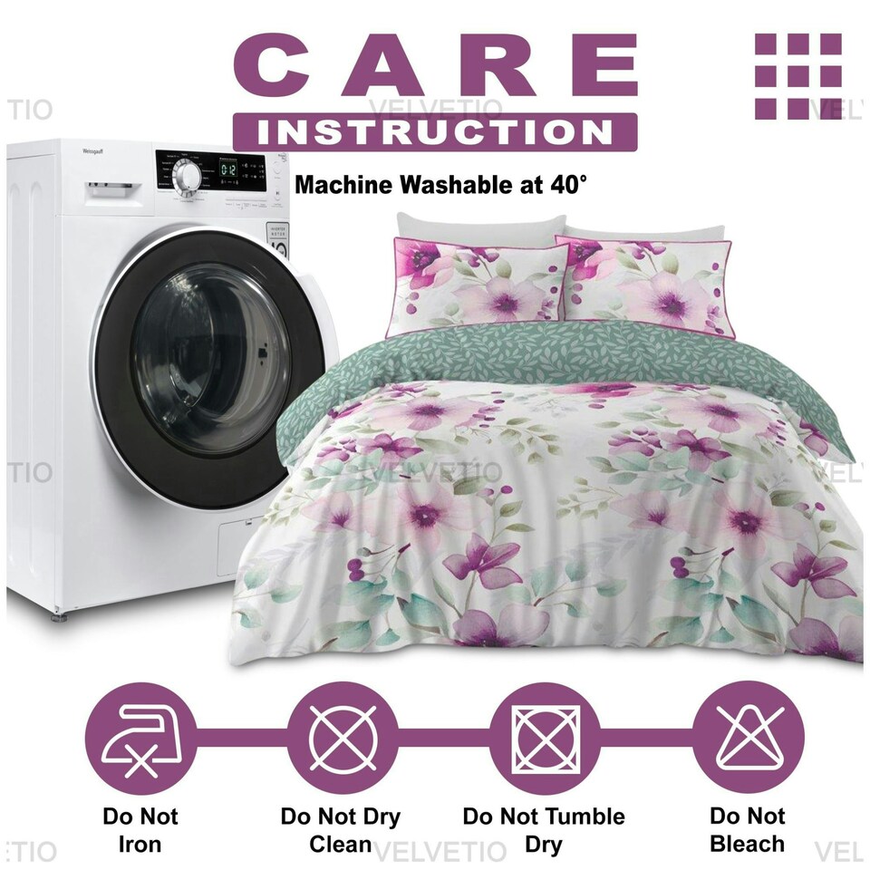image 1 of VELVETIO Daphne Complete Duvet Cover Set with Fitted Sheet Cosy Quilt Coverlet Multi | King