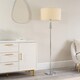 image 2 of ValueLights Marissa Natural Fabric Shade with Chrome Stacked Ball Floor Lamp | Cream
