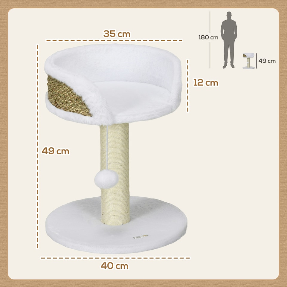 image 1 of PawHut Cat Tree Tower Activity Centre with Scratching Posts White