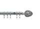 image 1 of 35mm Fixed Length Metal Curtain Pole Set Chrome Alexia Finial 240cm | Silver | Silver