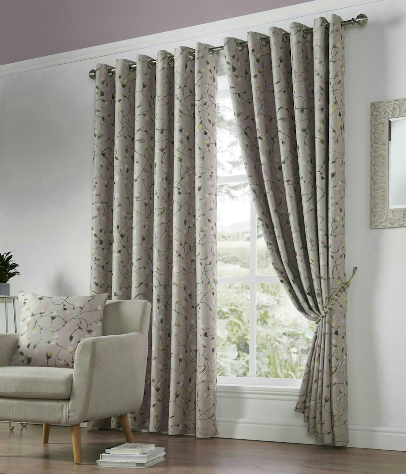 image 1 of Blossom Bud Eyelet Blockout Curtains - Pink - 167 cm x 229 cm
