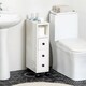 image 7 of kleankin Slimline Bathroom Storage Unit w  2 Drawers 2 Open Compartments Wheels Handles Freestanding Compact Home Office Furniture White