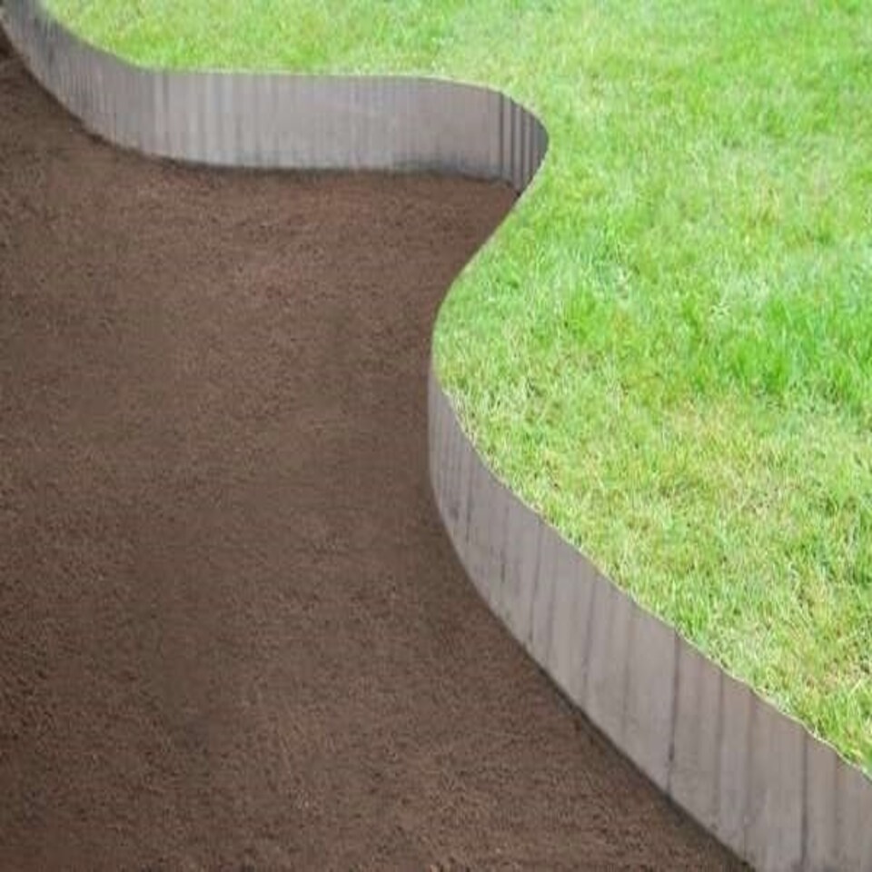 image 1 of Pack of 2 x 5m Galvanised Corrugated Lawn Edging Rolls in Silver Silver