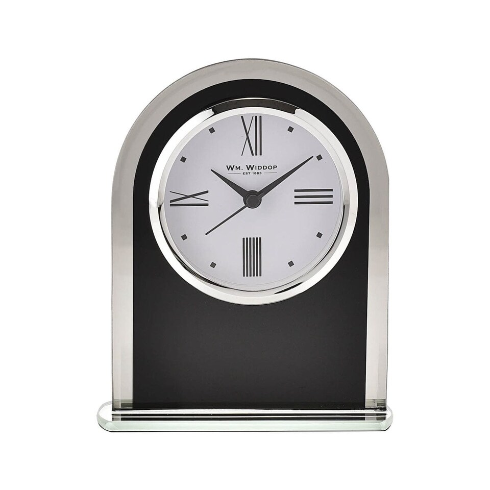 image 1 of Widdop Gifts Black and Silver Mantel Clock