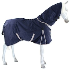 Weatherbeeta Comfitec Essential Lite Plus Detachable Neck Horse Turnout Rug - Navy/Silver/Red - 6´ 6"