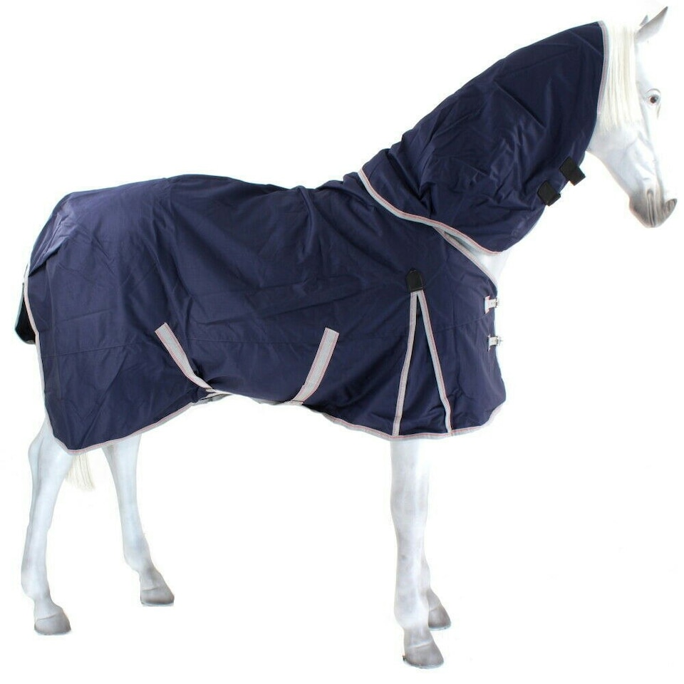 image 1 of Weatherbeeta Comfitec Essential Lite Plus Detachable Neck Horse Turnout Rug - Navy/Silver/Red - 6´ 6"