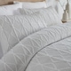 image 2 of Serene Crinkle Stripe Duvet Cover Set White