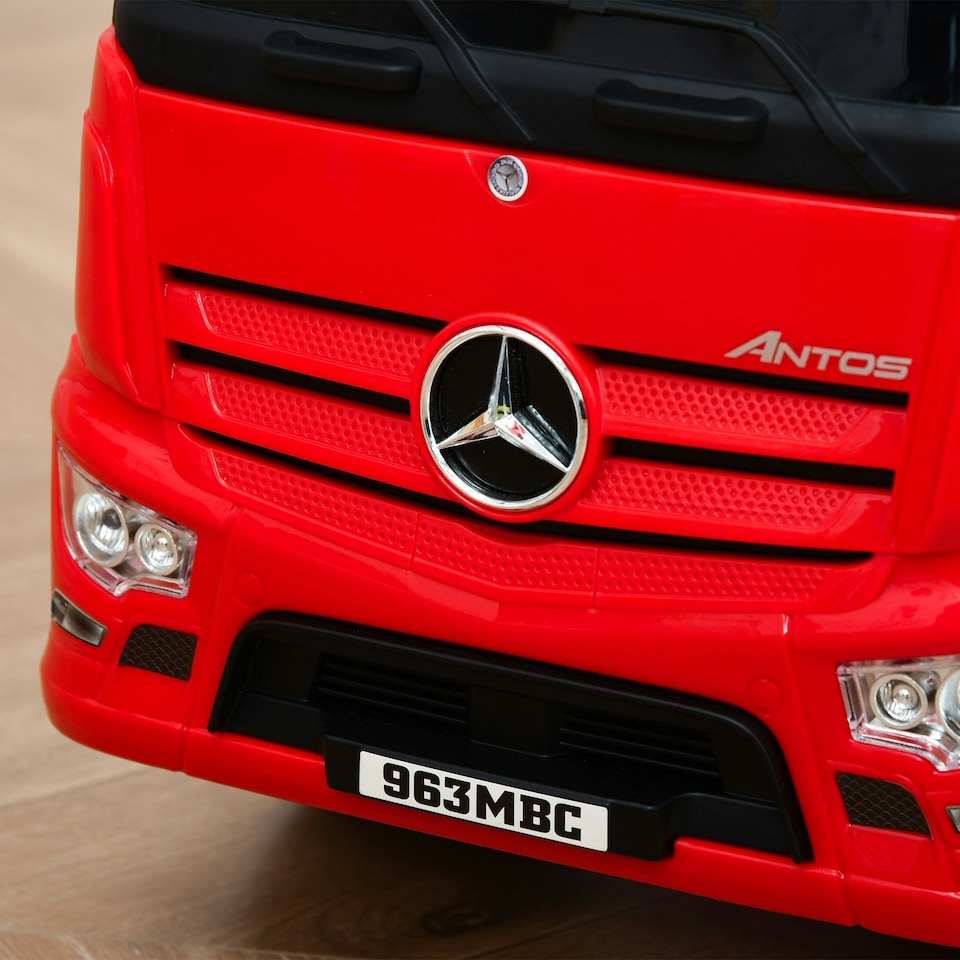 image 1 of HOMCOM 3-in-1 Ride On Car Kids Mercedes Truck Storage for 12 - 36 Months Red