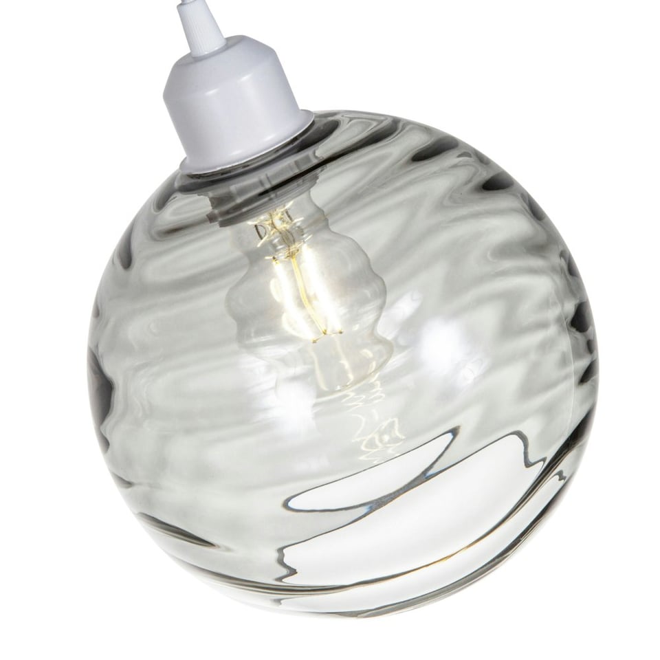 image 1 of Modern Designer Smoked Circular Ribbed Glass Non Electric Pendant Lamp Shade