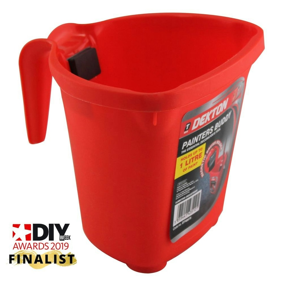 image 1 of Dekton Painters Buddy Decorate Paint Caddy Bucket Magnetic Brush Holder 1L