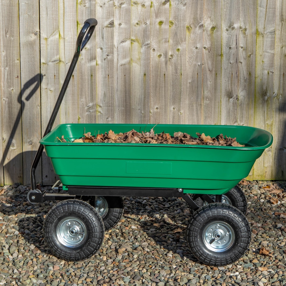 image 1 of 75 Litre 200Kg Capacity Tipping Garden Dump Cart / Truck Trolley / Wheelbarrow