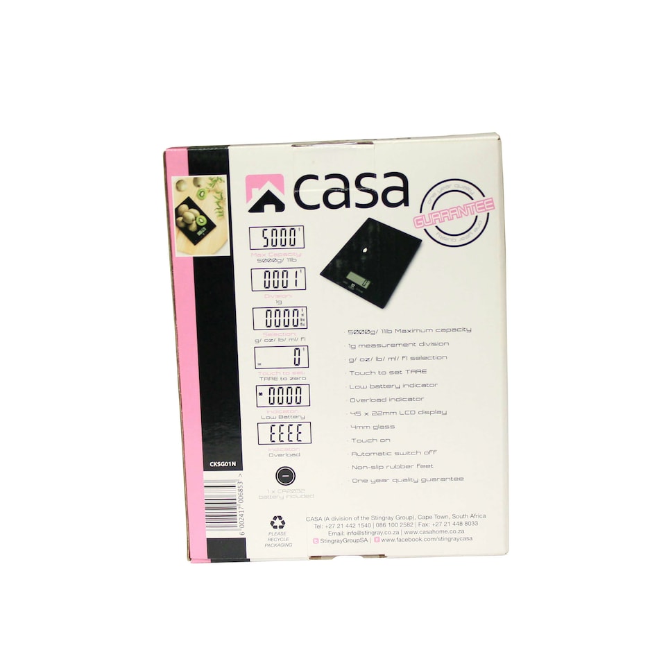 image 1 of CKSG01N-Casa - Kitchen Scale Glass - Nero