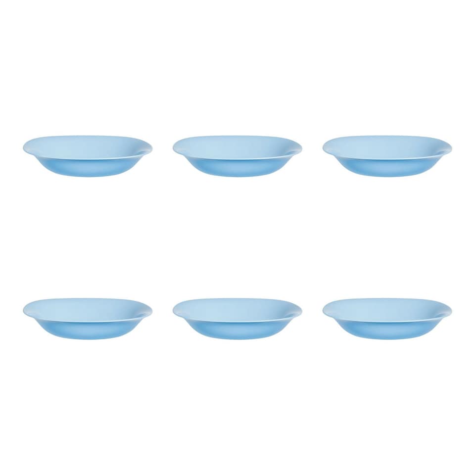 image 1 of Set of 6 Luminarc Square Opal Glass Soup Bowls | Blue | 1