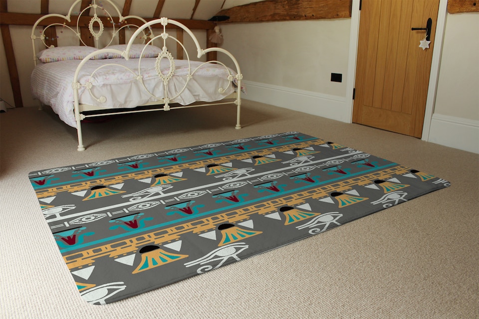 image 1 of Tribal Art, Egyptian Vintage Ethnic Silhouettes Designer Rug | Multi