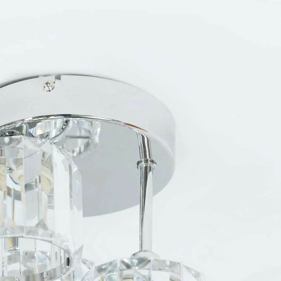 image 1 of ValueLights Beth Chrome 3 Way Clear Glass Drop Ceiling Light | Chrome