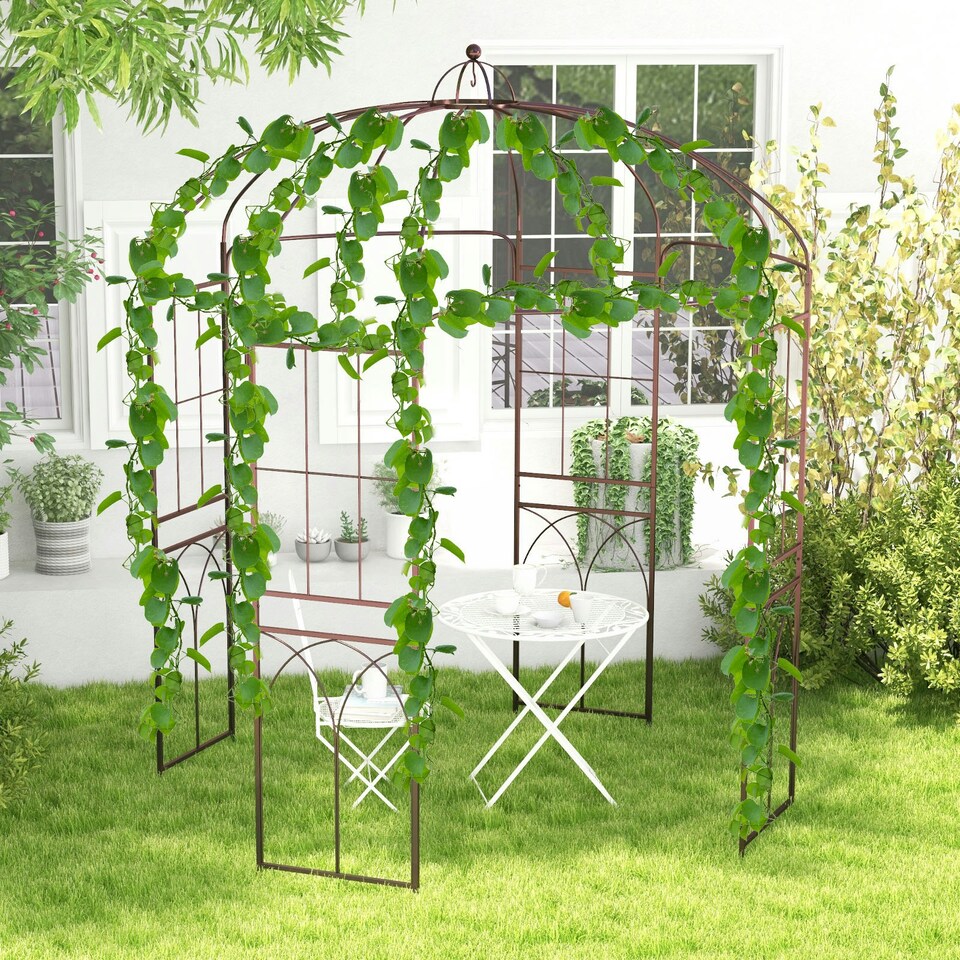image 1 of COSTWAY Birdcage Shape Garden Arbor Plant Trellis