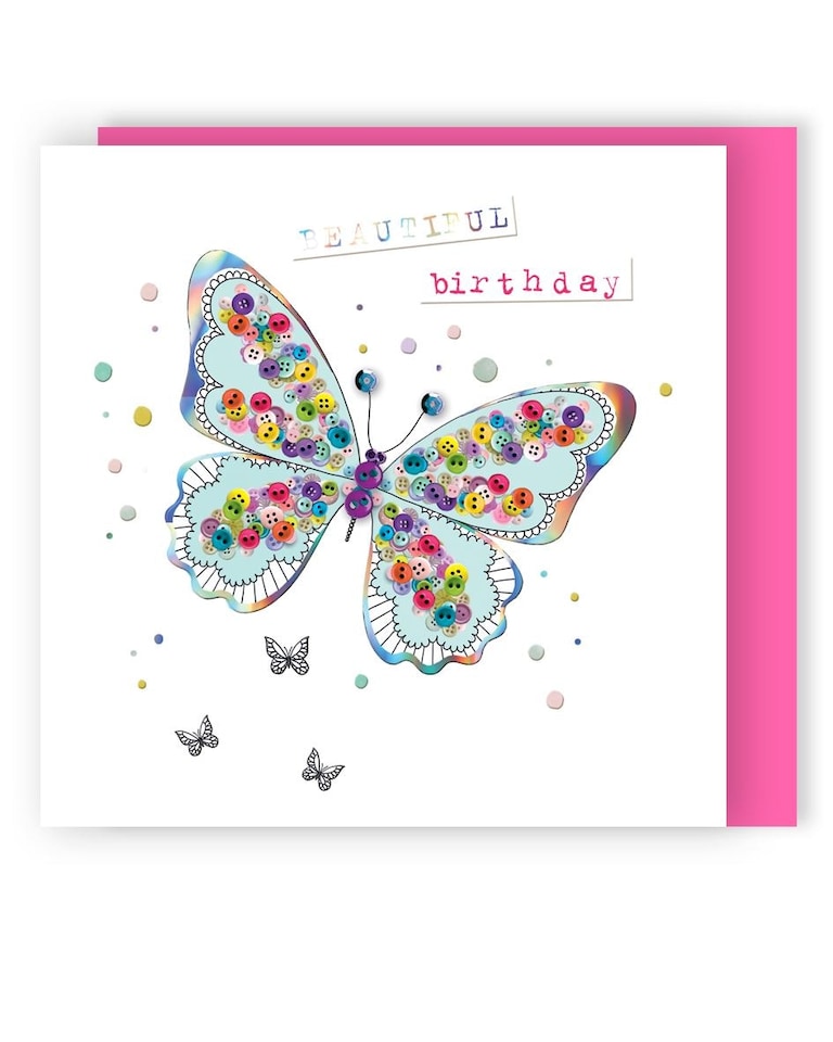 image 1 of Beautiful Hand-Finished Buttons Embellished Birthday Card For Her