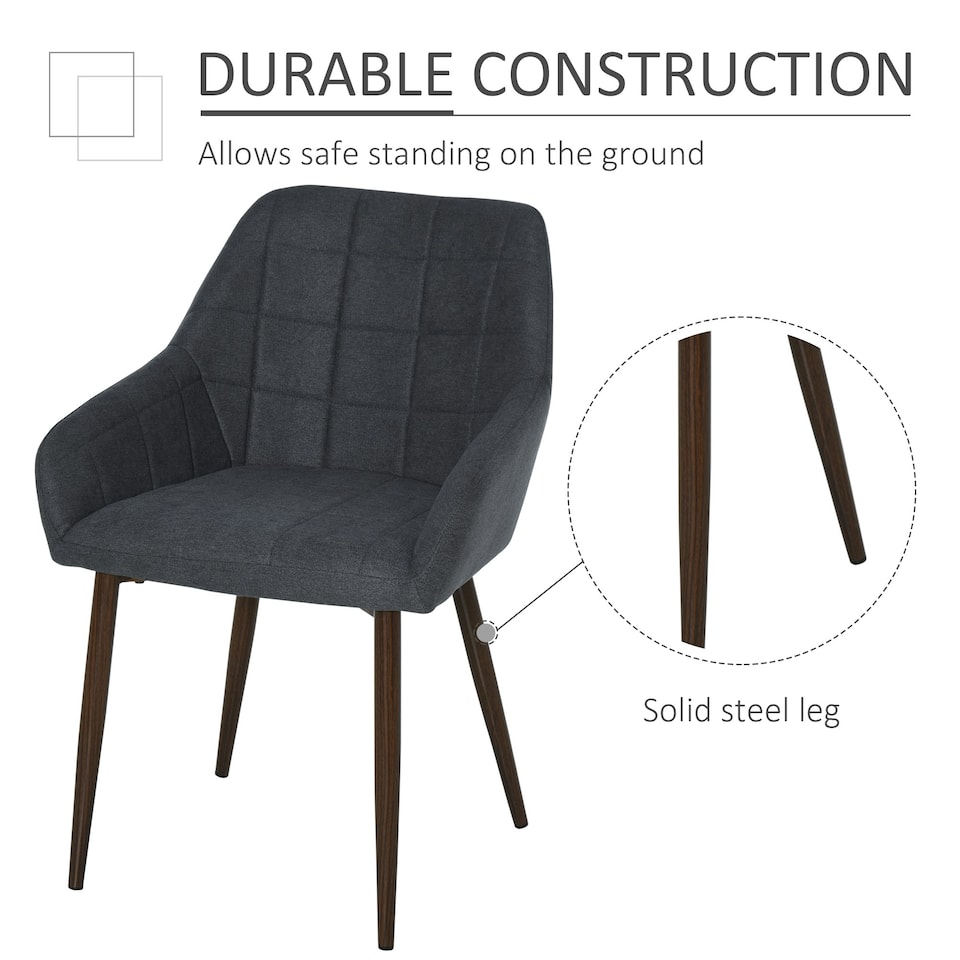 image 1 of HOMCOM 2 Pieces Dining Chair with Sponge Padding Metal Leg Home Office