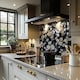 image 2 of White Black & Purple Flowers Splash Back | White