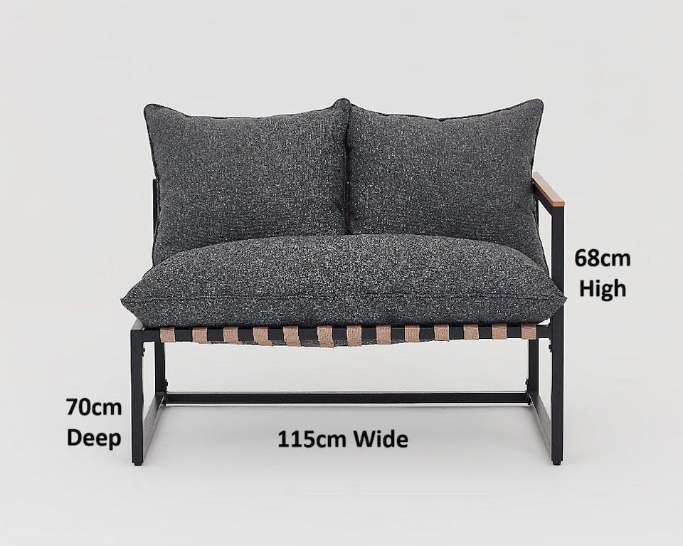 image 1 of Garden Lounge Set Grey Cushions Black Frame Patio Furniture Chairs Sofa Table 4 Seater Porto
