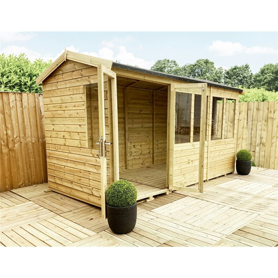 image 1 of 10 x 9 REVERSE Pressure Treated Tongue And Groove Apex Summerhouse (10' x 9' / 10ft x 9ft) (10' x 9' / 10ft x 9ft) (10x9)