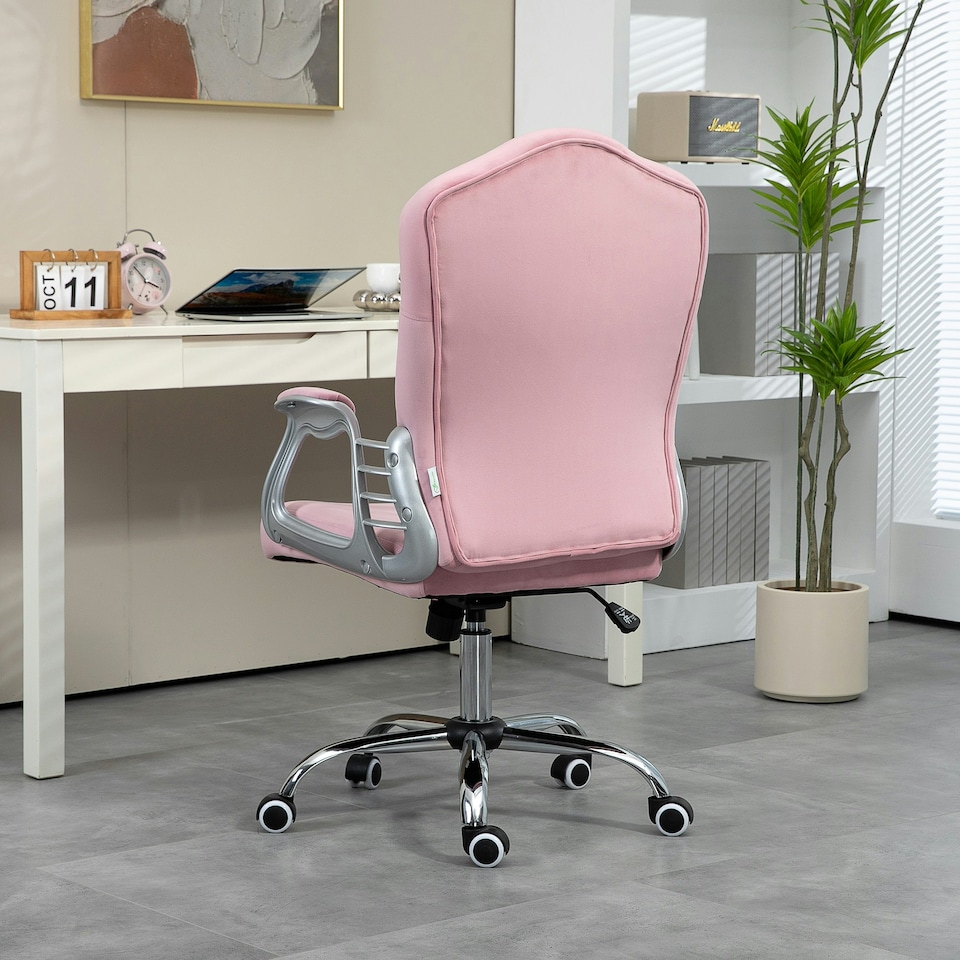 image 1 of Vinsetto Home Office Chair with Adjustable Height Tilt Function Pink