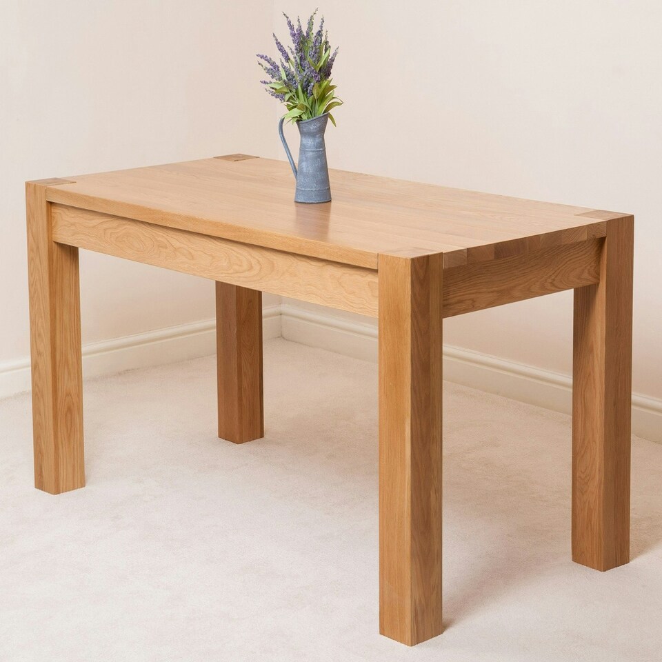 image 1 of Kuba Large Oak Dining Table with 8 Lola Burgundy Leather Chairs Red